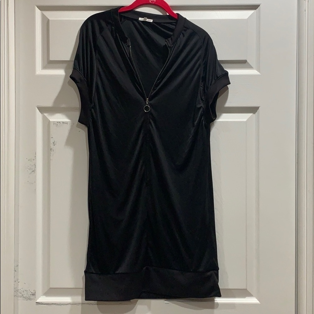 J. Lindeberg Denim Black Zip Front Tunic Dress L